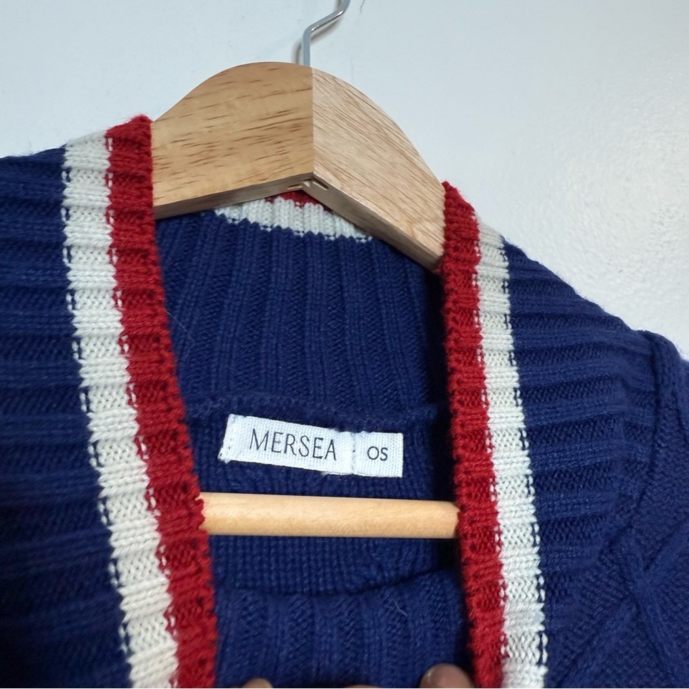Mersea The Sailor Sweater with Tipping Navy and Red Nautical Stripe Coastal - Picture 5 of 8